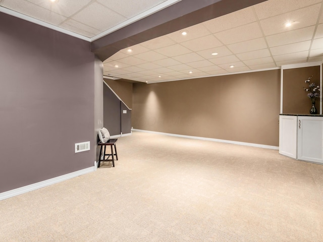 304 Cottage Grove Cir, Pataskala, OH 43062 - finished basement featuring a paneled ceiling, light carpet, and recessed lighting