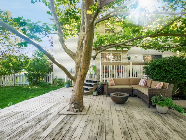 304 Cottage Grove Cir, Pataskala, OH 43062 - wooden deck featuring an outdoor living space with a fire pit