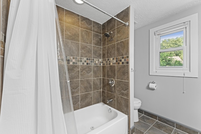 1292 Churchbell Way, Columbus, OH 43235 - bathroom with shower / bath combination with curtain and a textured ceiling