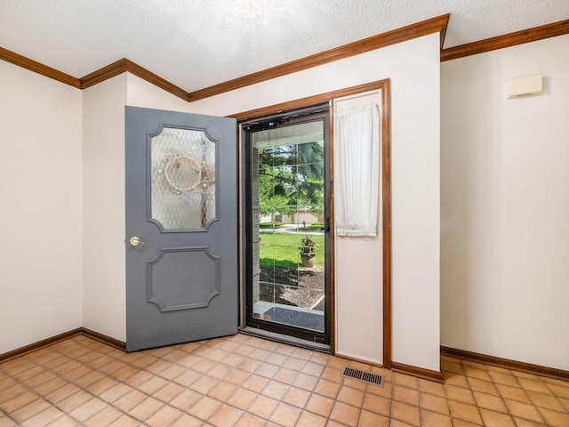 2247 Sonnington Dr, Dublin, OH 43016 - foyer featuring ornamental molding and a textured ceiling