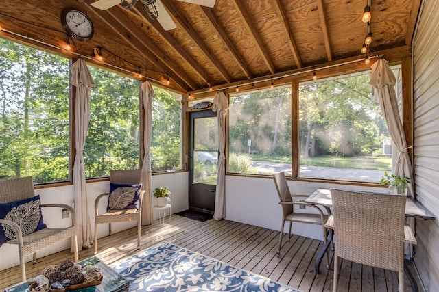 691 Heritage Blvd, Delaware, OH 43015 - sunroom / solarium featuring lofted ceiling, healthy amount of natural light, and a ceiling fan