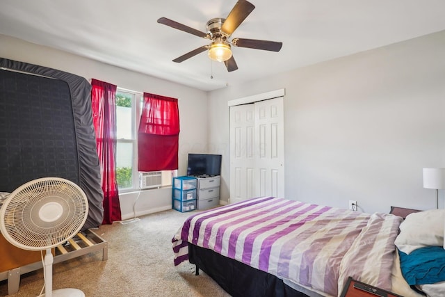 137 Wisconsin Ave, Columbus, OH 43222 - bedroom featuring carpet flooring, ceiling fan, cooling unit, and a closet