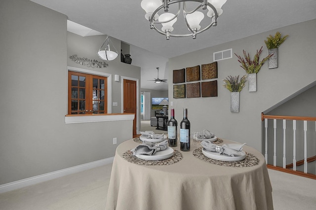 15 Doe St, Plain City, OH 43064 - carpeted dining space featuring a chandelier and stairway