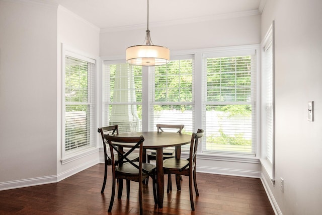 174 Grand Ridge Ct, Gahanna, OH 43230 - dining area featuring dark wood-type flooring and ornamental molding