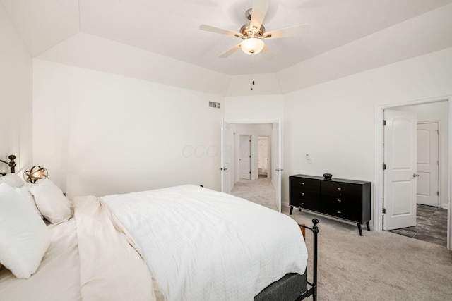 174 Grand Ridge Ct, Gahanna, OH 43230 - carpeted bedroom with vaulted ceiling and a ceiling fan