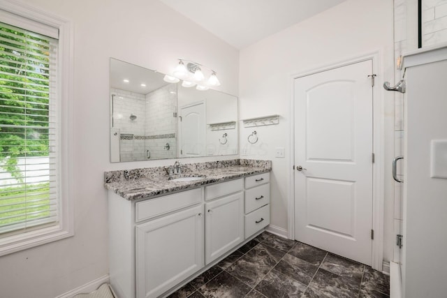 174 Grand Ridge Ct, Gahanna, OH 43230 - full bath with vanity, a shower stall, and marble finish flooring