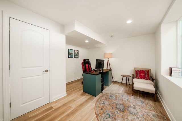 174 Grand Ridge Ct, Gahanna, OH 43230 - home office featuring light wood-style flooring and recessed lighting