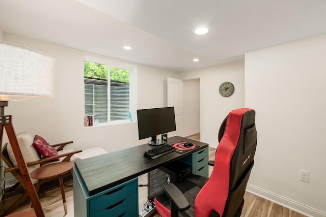174 Grand Ridge Ct, Gahanna, OH 43230 - office area featuring wood finished floors and recessed lighting