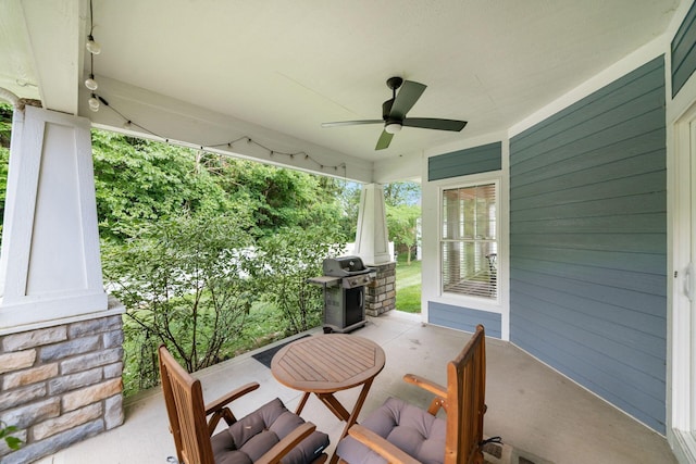 174 Grand Ridge Ct, Gahanna, OH 43230 - view of patio with grilling area and ceiling fan