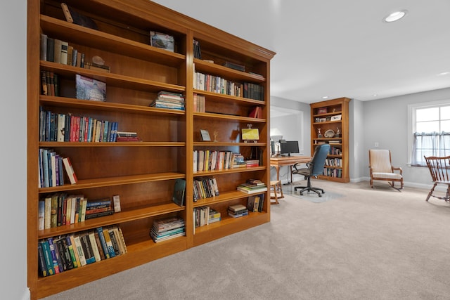 1359 White Oak Ln, New Albany, OH 43054 - carpeted office space featuring recessed lighting and bookshelves