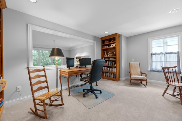 1359 White Oak Ln, New Albany, OH 43054 - office area with recessed lighting and carpet flooring