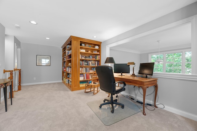 1359 White Oak Ln, New Albany, OH 43054 - office with carpet, recessed lighting, and crown molding