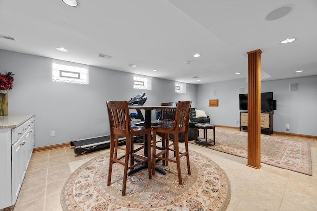 1359 White Oak Ln, New Albany, OH 43054 - dining area with recessed lighting and light tile patterned flooring