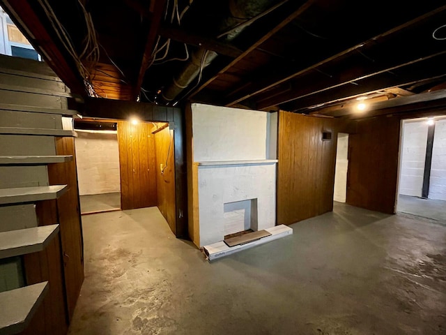 554 Laurel St, Chillicothe, OH 45601 - unfinished below grade area with a fireplace with raised hearth