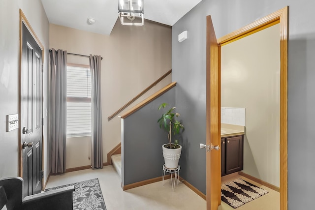 861 Summerville Dr, Delaware, OH 43015 - foyer featuring stairway and baseboards