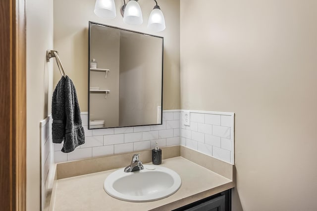861 Summerville Dr, Delaware, OH 43015 - bathroom with decorative backsplash and vanity