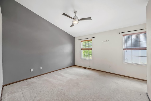 861 Summerville Dr, Delaware, OH 43015 - unfurnished room with lofted ceiling, ceiling fan, and carpet flooring