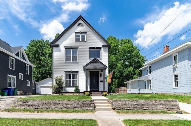 112 Oak Hill Ave, Delaware, OH 43015 - view of front facade featuring an outbuilding and a garage
