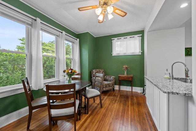 116 W Longview Ave, Columbus, OH 43202 - dining area featuring dark wood-style flooring and a ceiling fan