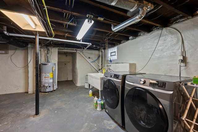 116 W Longview Ave, Columbus, OH 43202 - basement featuring water heater and washing machine and clothes dryer
