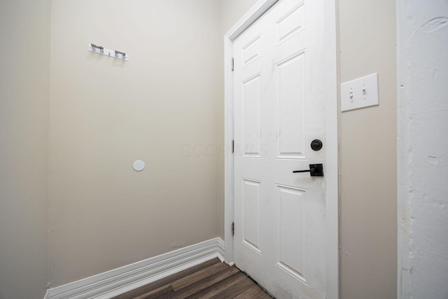 765 Campbell Ave, Columbus, OH 43222 - doorway to outside with dark wood-style floors and baseboards