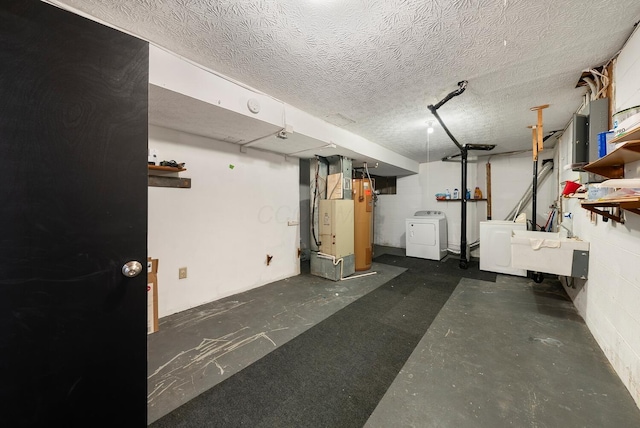 1768 Lake Meadow Dr Unit 1768H, Reynoldsburg, OH 43068 - finished below grade area featuring separate washer and dryer, water heater, electric panel, and heating unit