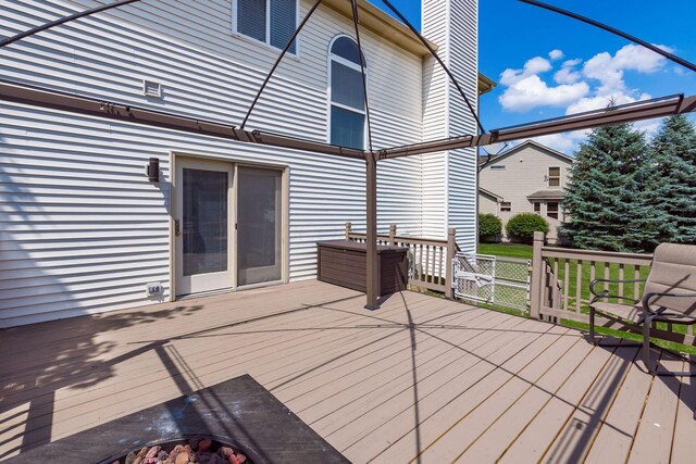 5899 Cove Point Ct, Columbus, OH 43228 - deck featuring a fire pit