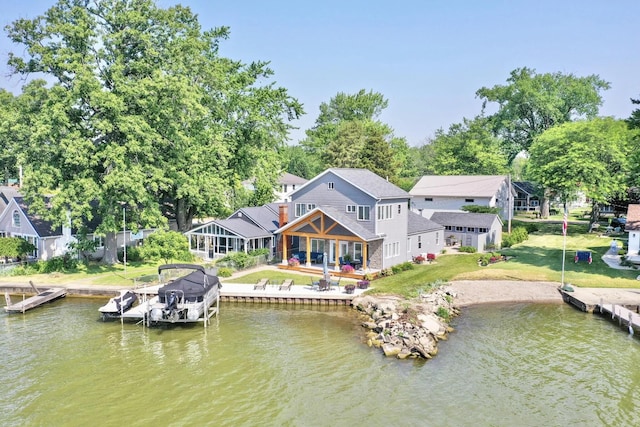 14060 Seminole Path, Lakeview, OH 43331 - rear view of house with a water view and boat lift