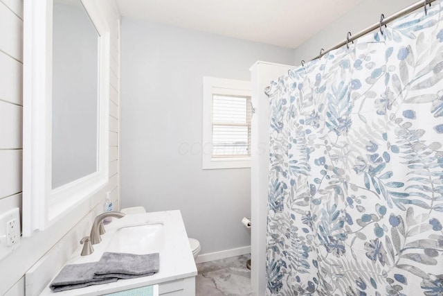 14060 Seminole Path, Lakeview, OH 43331 - full bathroom with marble look tiles, vanity, and a shower with curtain