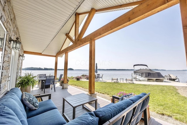 14060 Seminole Path, Lakeview, OH 43331 - view of patio featuring an outdoor hangout area, a water view, and outdoor dining space