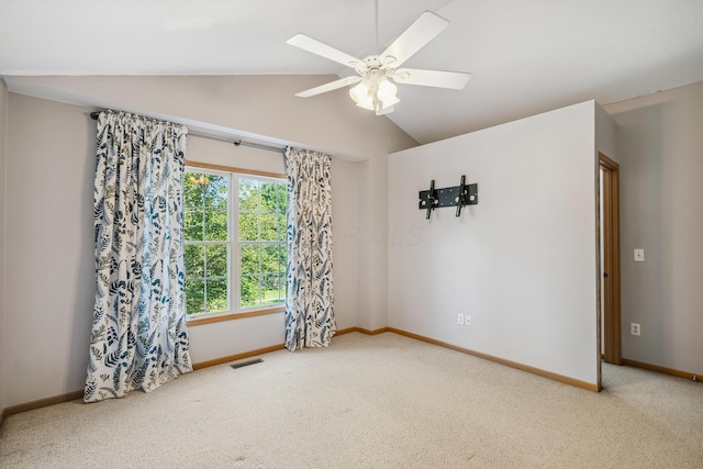 1118 Barlowe Run Dr, Blacklick, OH 43004 - empty room featuring carpet flooring, healthy amount of natural light, a ceiling fan, and lofted ceiling
