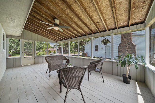 279 Old Coach Pl, Canal Winchester, OH 43110 - sunroom featuring a ceiling fan and vaulted ceiling