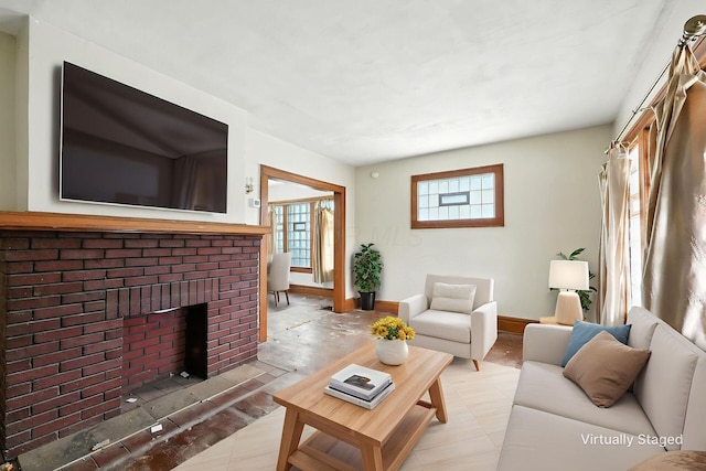 741 Heyl Ave, Columbus, OH 43206 - living room featuring a fireplace and baseboards