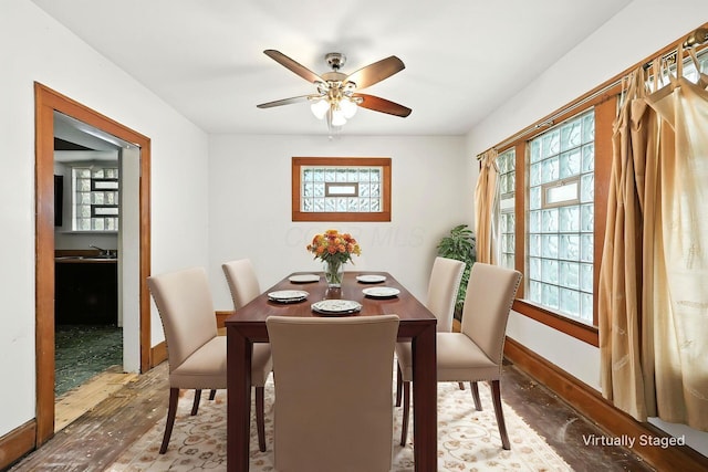 741 Heyl Ave, Columbus, OH 43206 - dining space featuring hardwood / wood-style floors, plenty of natural light, and a ceiling fan