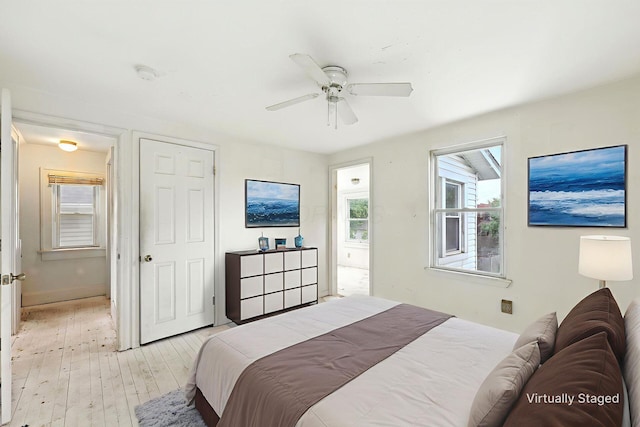 741 Heyl Ave, Columbus, OH 43206 - bedroom featuring light wood-style flooring and a ceiling fan