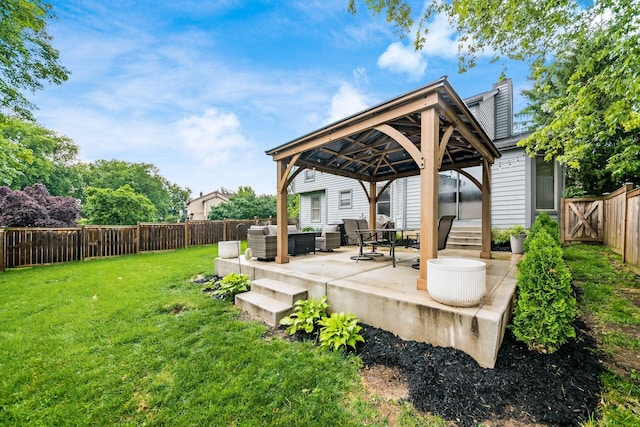 1169 Riva Ridge Blvd, Columbus, OH 43230 - fenced backyard with outdoor lounge area, a gazebo, and a deck