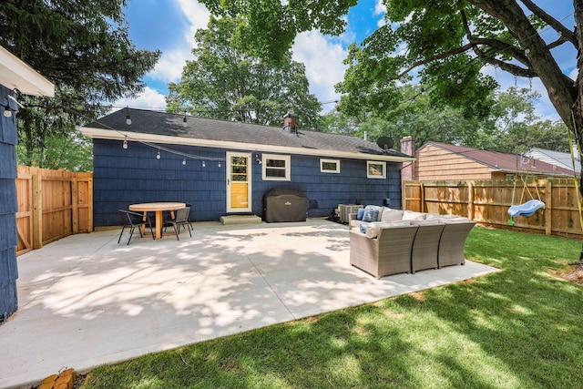 2486 Cranford Rd, Columbus, OH 43221 - rear view of property with an outdoor living space, a fenced backyard, and a patio area