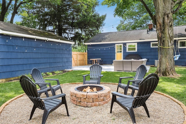 2486 Cranford Rd, Columbus, OH 43221 - view of patio featuring an outdoor living space with a fire pit