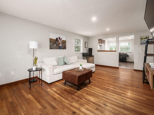 1410 Chelmsford Sq S, Columbus, OH 43229 - living room featuring hardwood / wood-style floors and recessed lighting