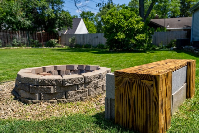 4754 Amesbury Way, Columbus, OH 43228 - fenced backyard with a fire pit