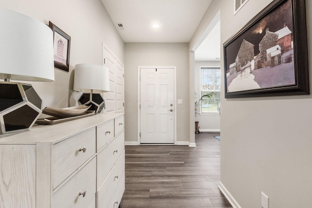 3031 Sinatra Way, Powell, OH 43065 - foyer entrance featuring dark wood finished floors and recessed lighting
