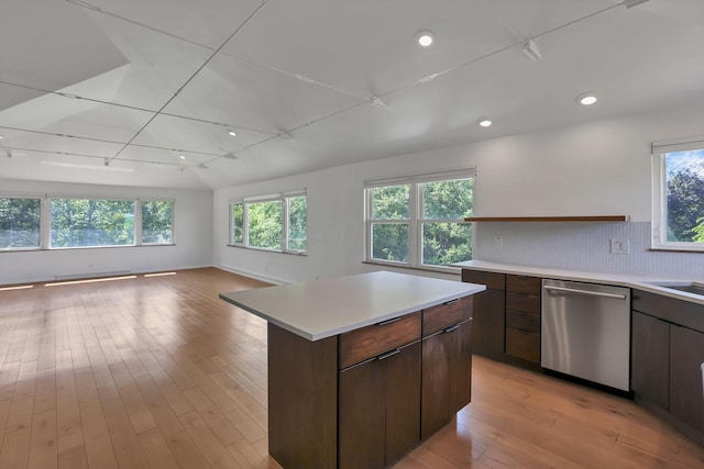 7688 State Route 257, Prospect, OH 43342 - kitchen featuring stainless steel dishwasher, open shelves, healthy amount of natural light, light countertops, and recessed lighting