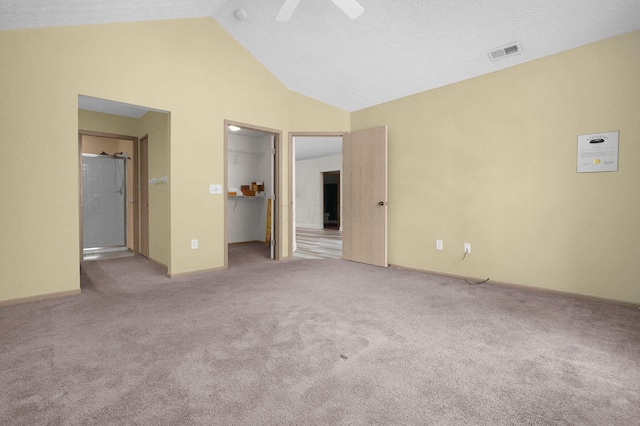 3712 E Links Cir, Hilliard, OH 43026 - unfurnished bedroom with a walk in closet, carpet flooring, high vaulted ceiling, and ceiling fan