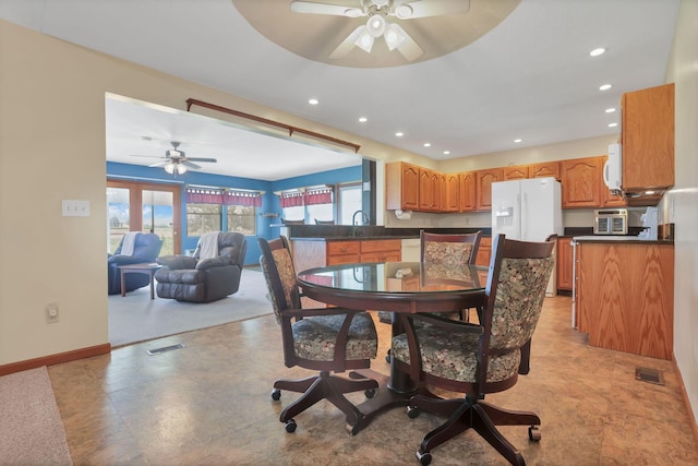 201 Christopher Ct, Hebron, OH 43025 - dining area featuring a ceiling fan, plenty of natural light, and recessed lighting
