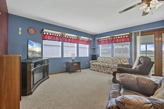 201 Christopher Ct, Hebron, OH 43025 - living room with carpet floors and ceiling fan