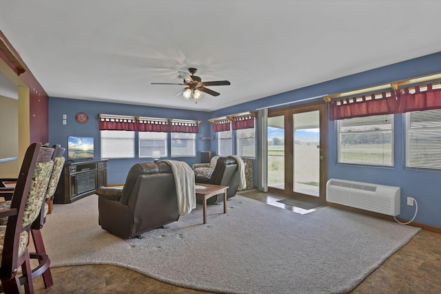 201 Christopher Ct, Hebron, OH 43025 - living area featuring a wall mounted AC and a ceiling fan