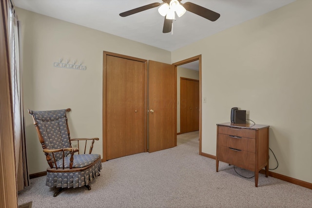 201 Christopher Ct, Hebron, OH 43025 - living area with light colored carpet and ceiling fan