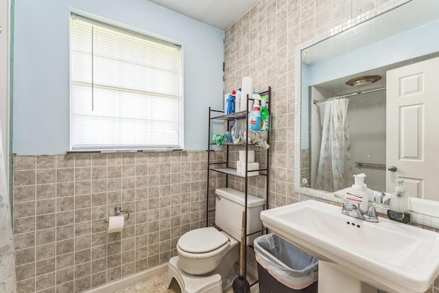 123 Deerwalk Cir, Marietta, OH 45750 - full bathroom with tile walls and a shower with shower curtain