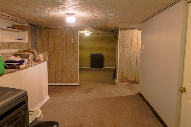 72 S Oakley Ave, Columbus, OH 43204 - finished below grade area featuring carpet flooring and brick wall