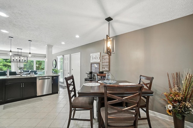 96 Executive Ct Unit B, Westerville, OH 43081 - dining space with a textured ceiling, recessed lighting, and light tile patterned flooring